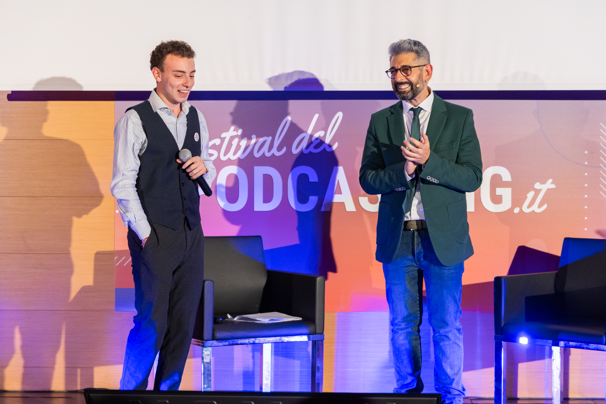 Registrazione podcast live durante un evento